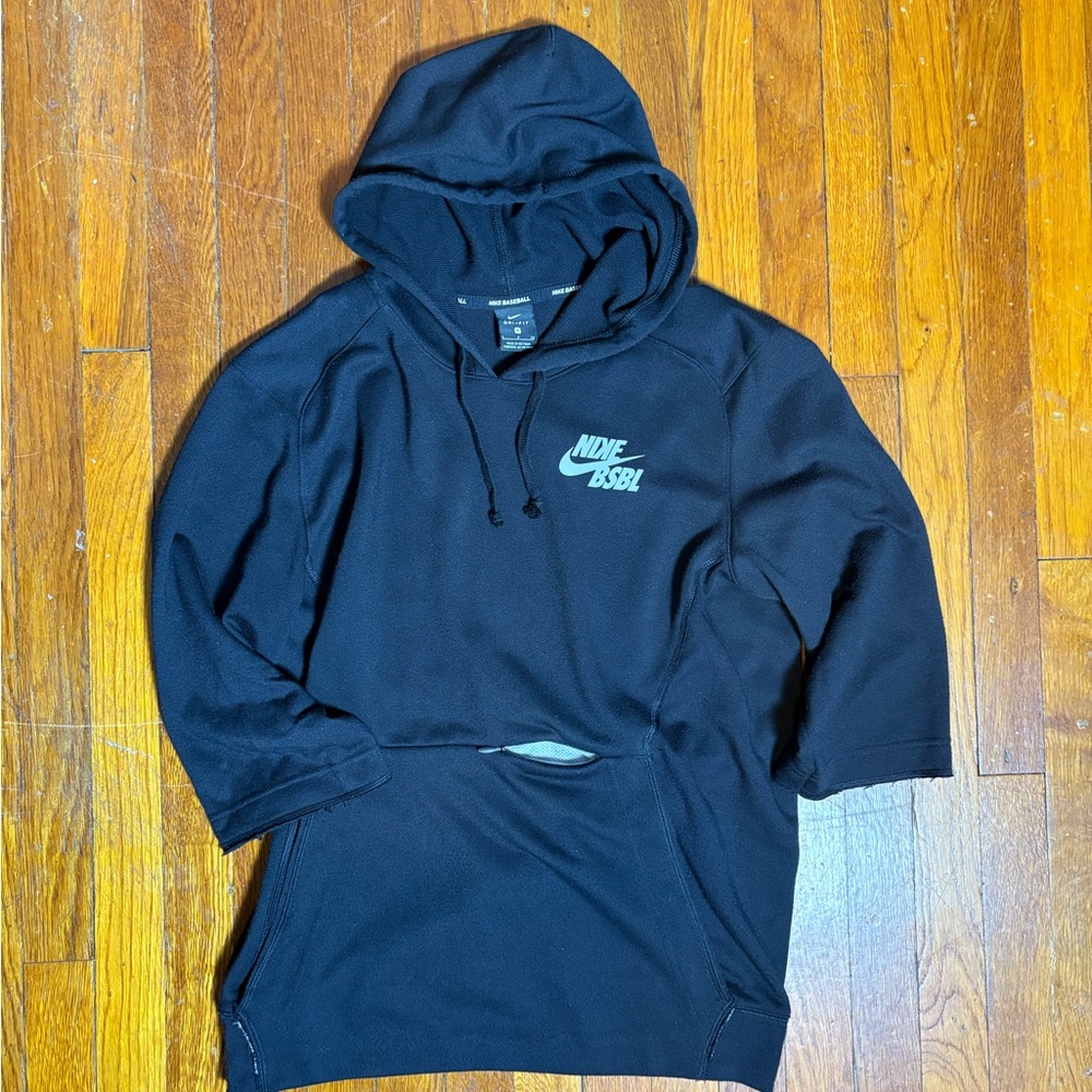 Nike Black 3/4 Baseball Pullover Hoodie Sweatshirt Mens Size Small